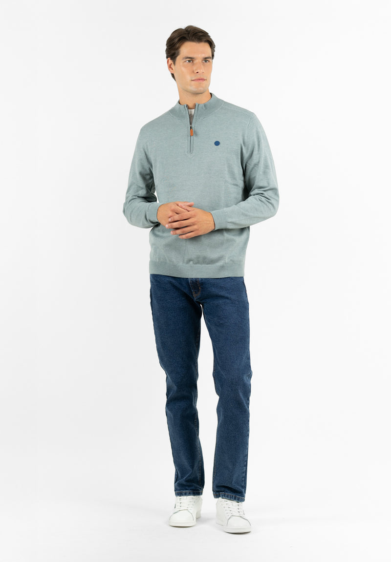 Jersey Zip Parche Sage