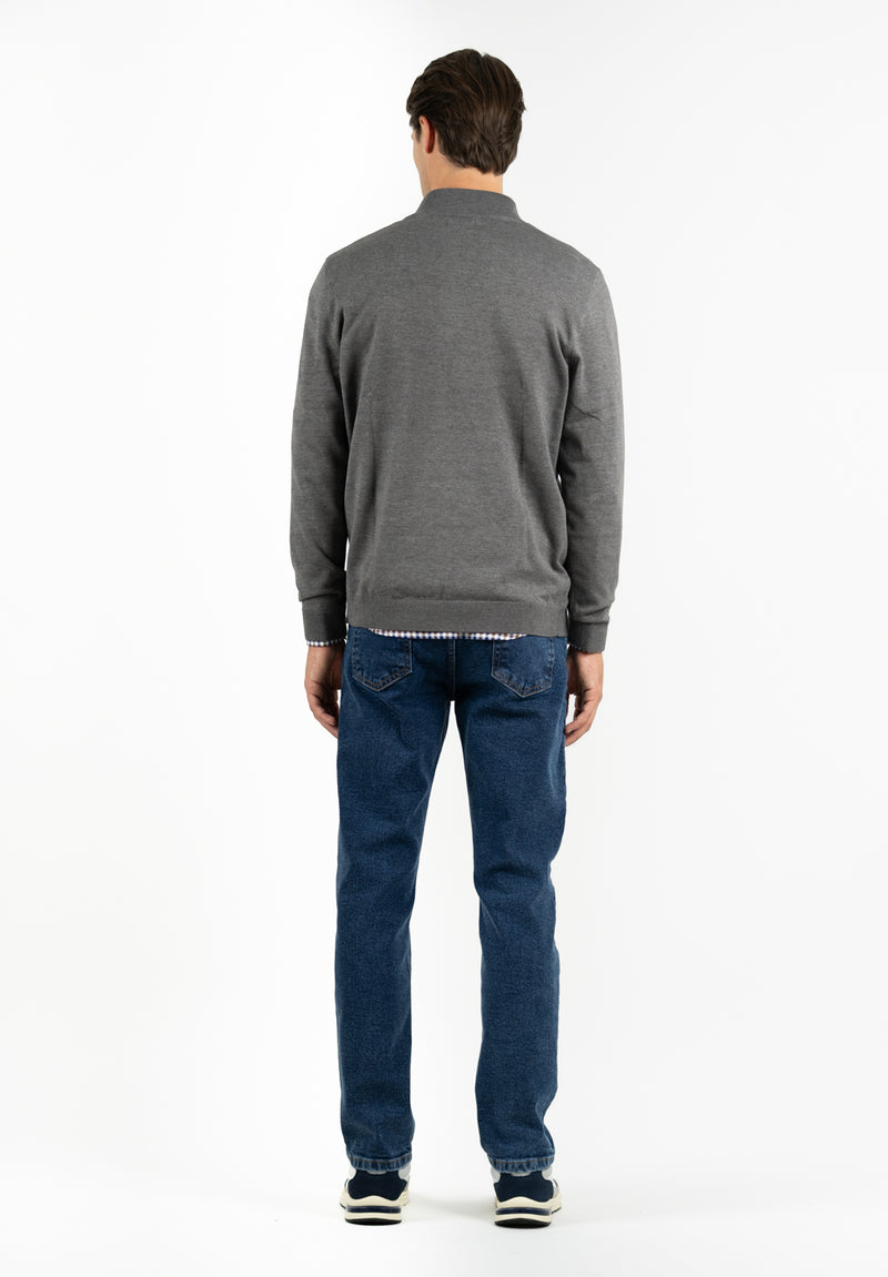 Jersey Zip Parche Gris Oscuro