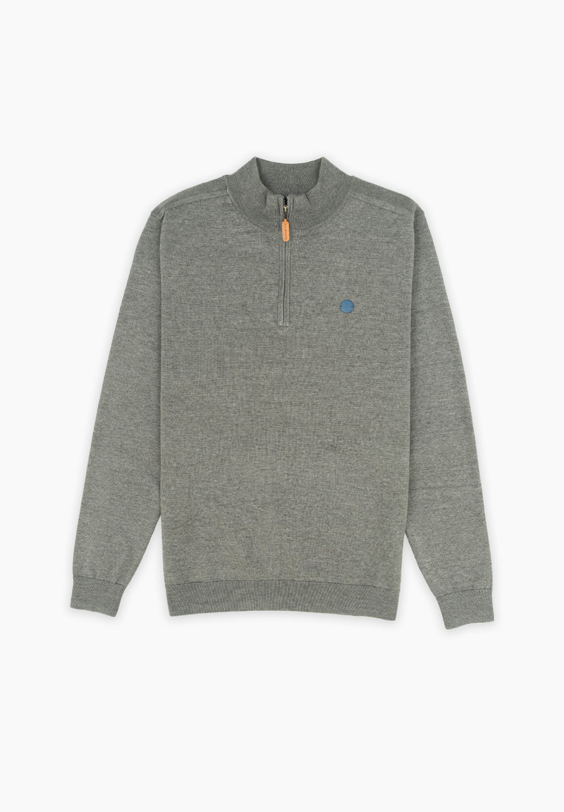 Jersey Zip Parche Gris Oscuro