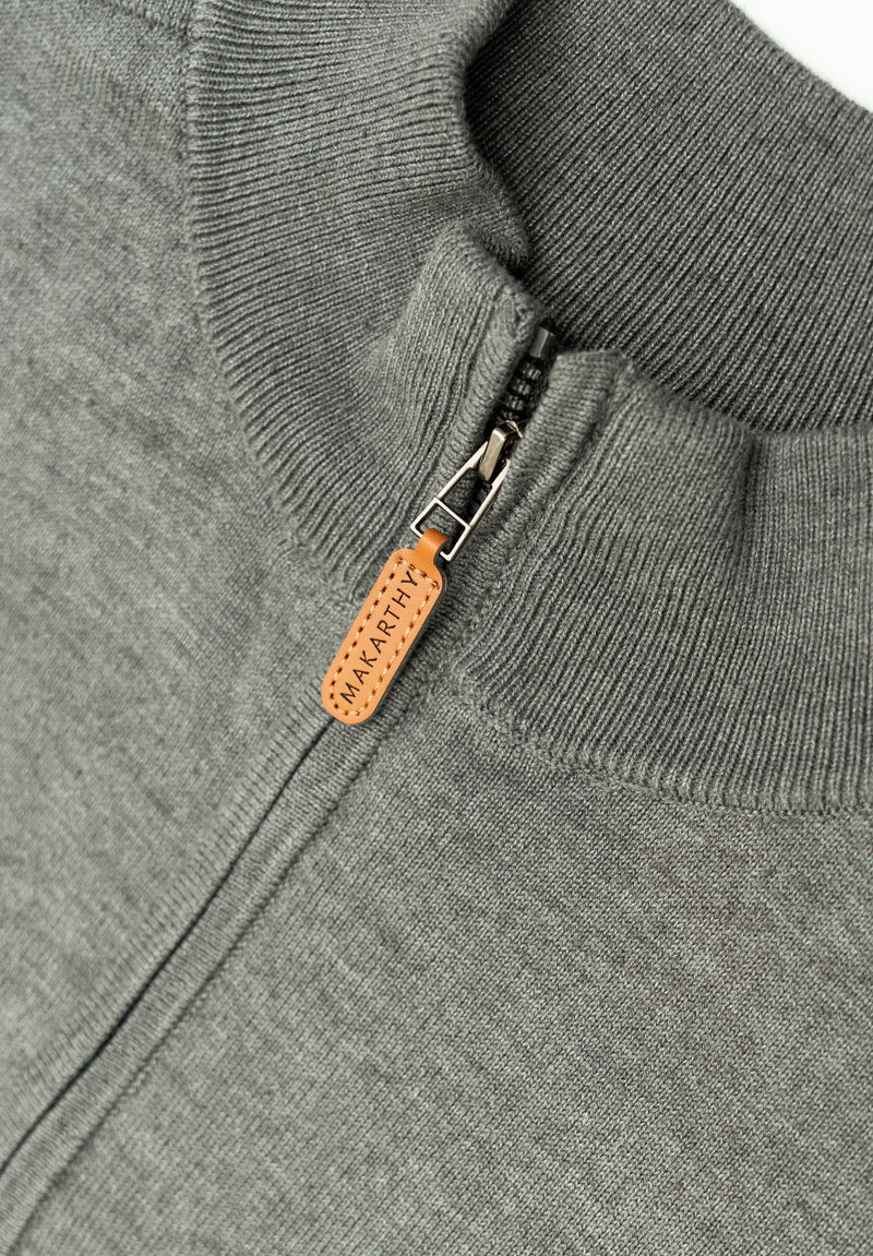 Jersey Zip Parche Gris Oscuro