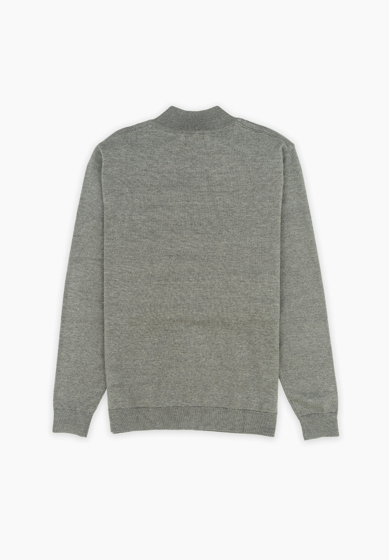 Jersey Zip Parche Gris Oscuro