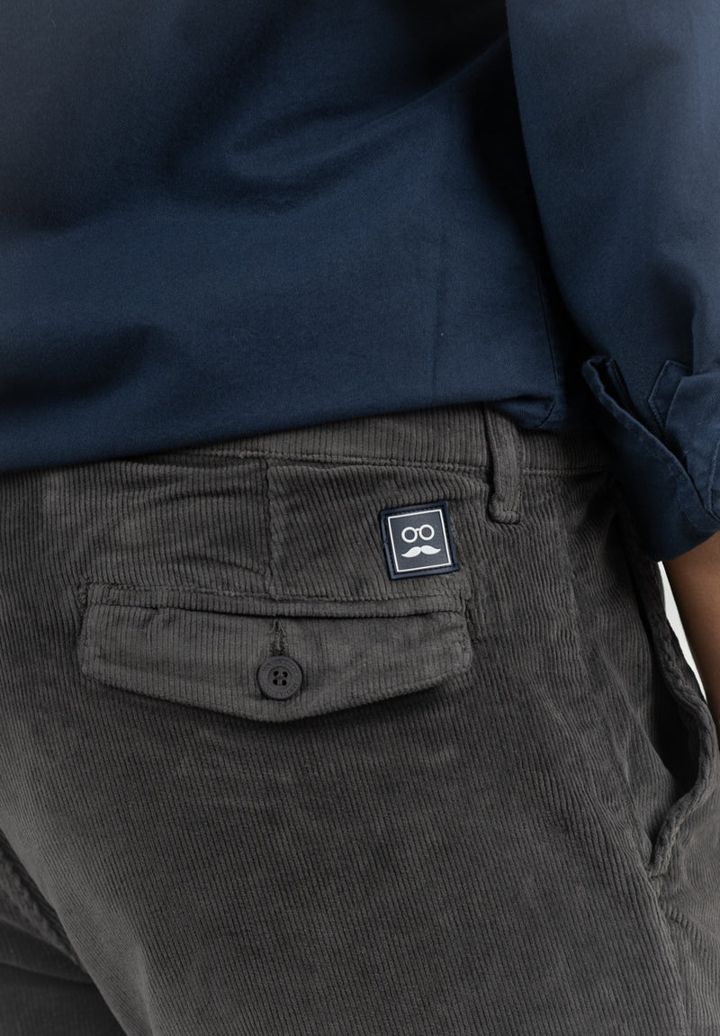 Pantalón Cargo Pana Carbón