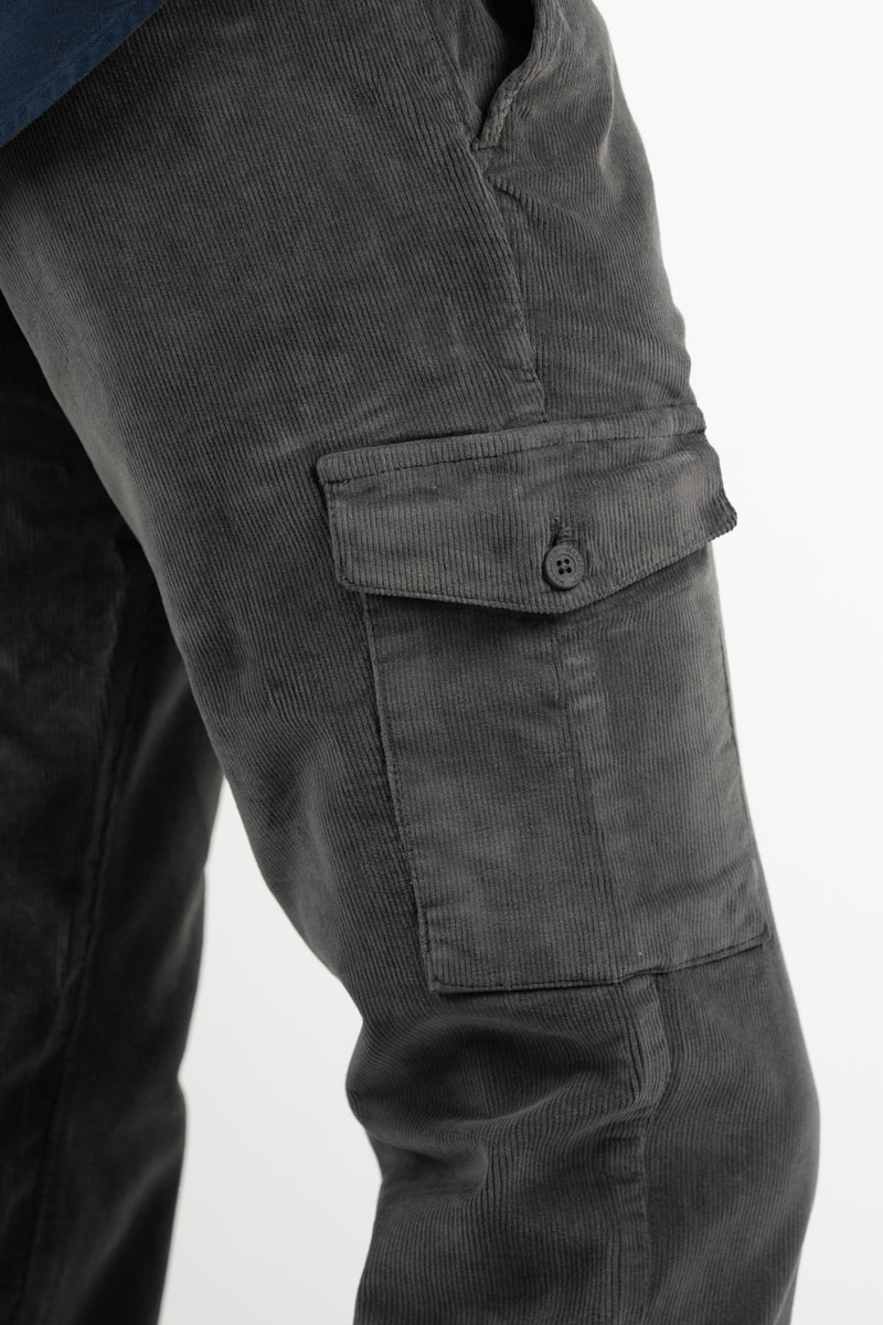 Pantalón Cargo Pana Carbón