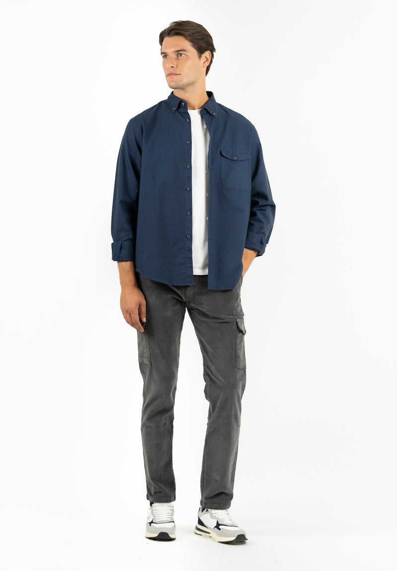 Pantalón Cargo Pana Carbón