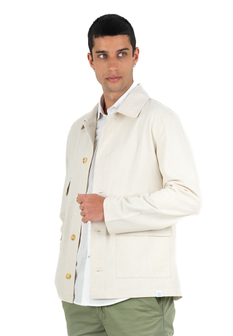 Sobrecamisa Worker Lino Blanco Roto