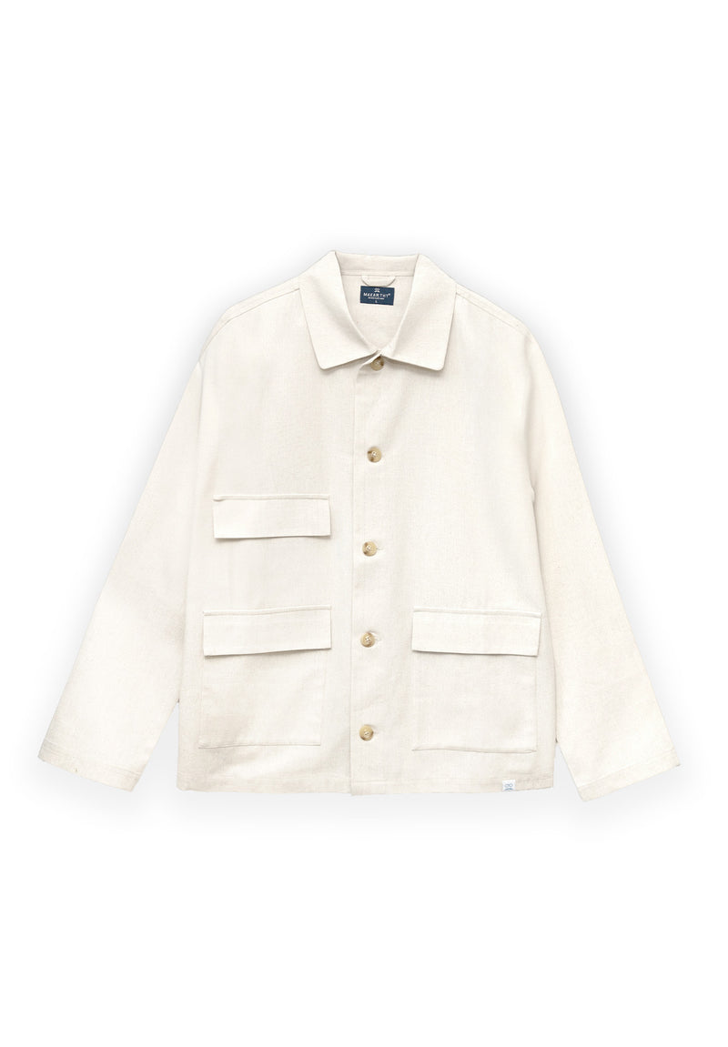 Sobrecamisa Worker Lino Blanco Roto