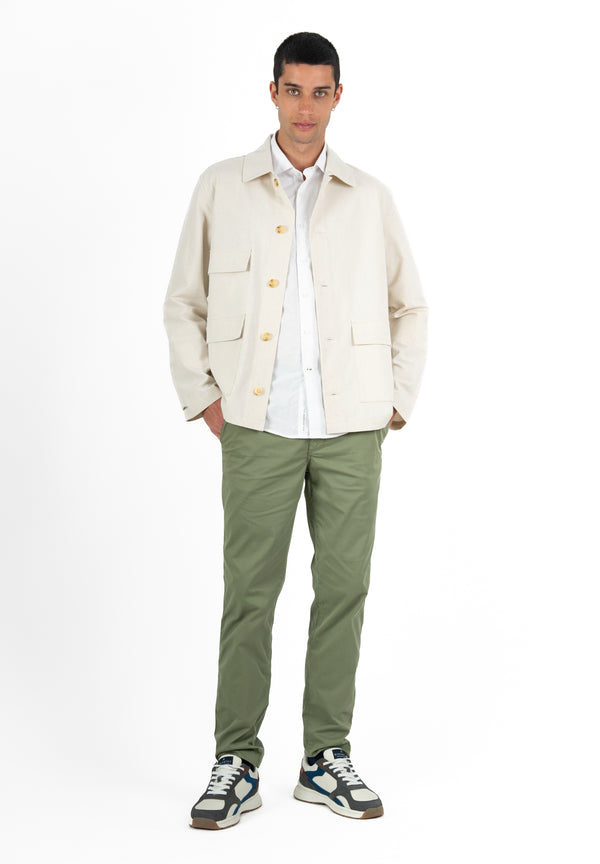 Sobrecamisa Worker Lino Blanco Roto