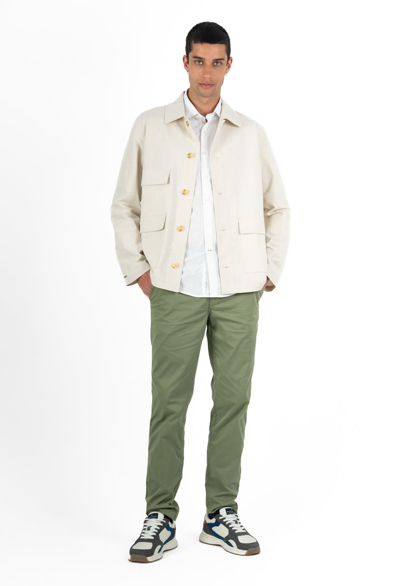 Sobrecamisa Worker Lino Blanco Roto