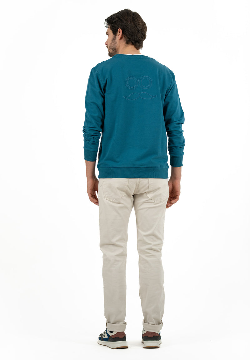 Sudadera Bordado Azul Coral