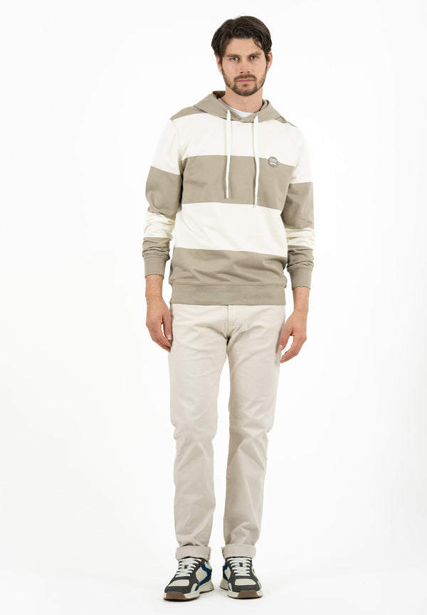 Sudadera Pocket Rayas Kaki