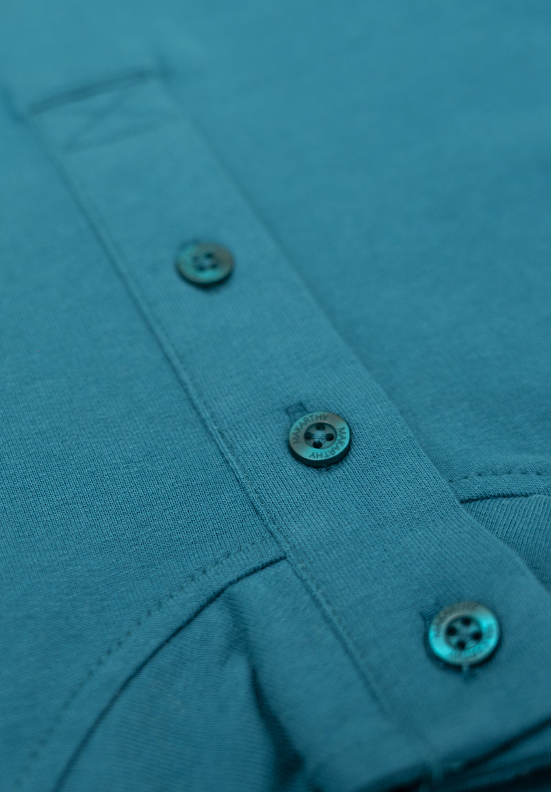 Sudadera Cuello Alto Botón Azul Coral