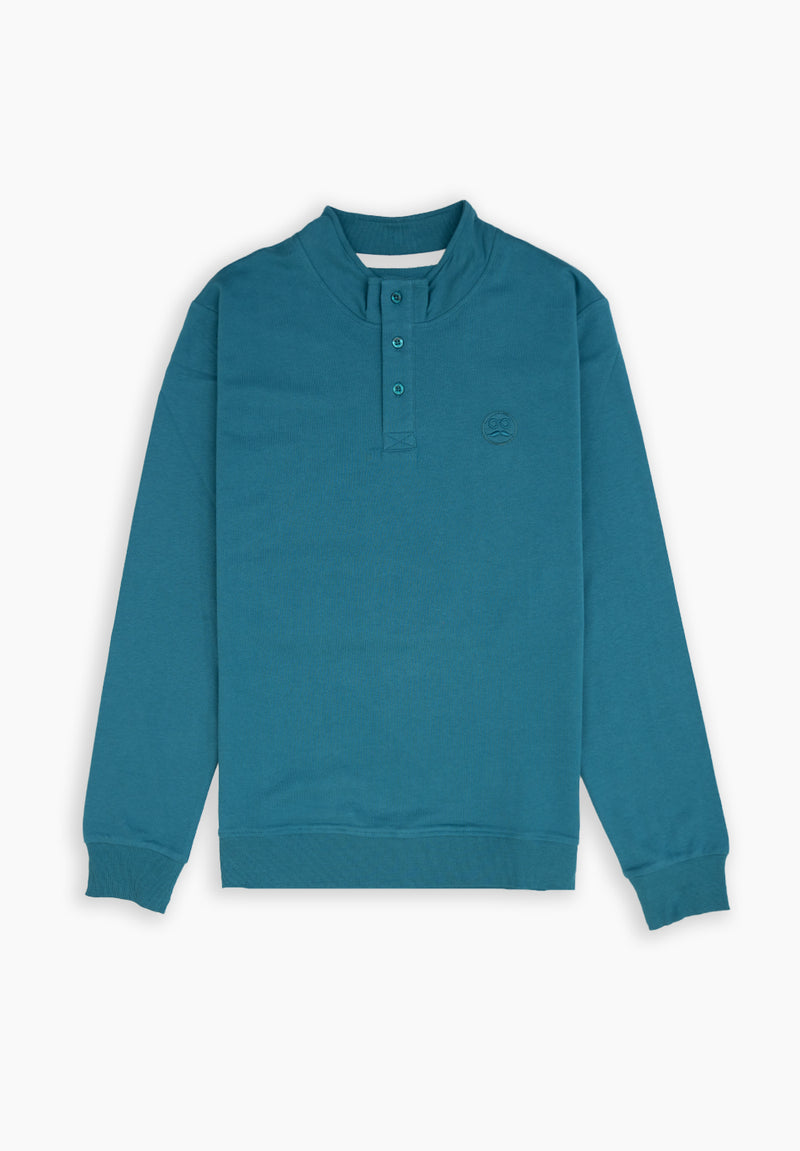 Sudadera Cuello Alto Botón Azul Coral