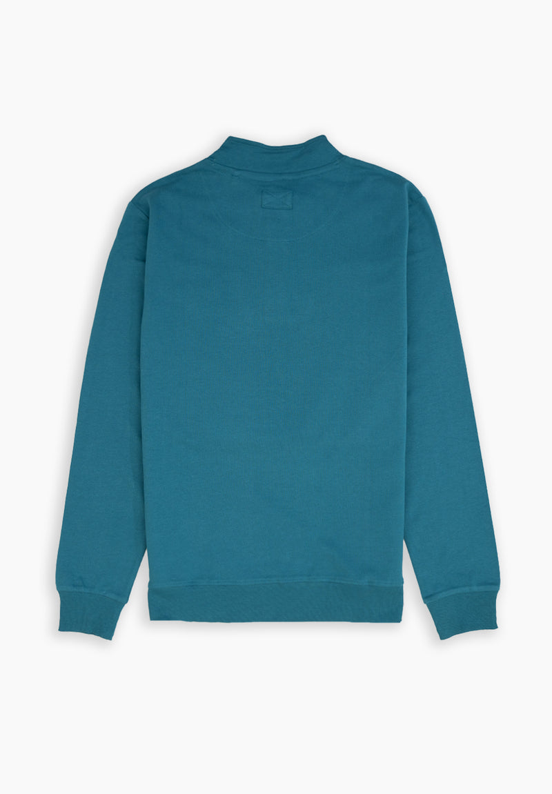 Sudadera Cuello Alto Botón Azul Coral