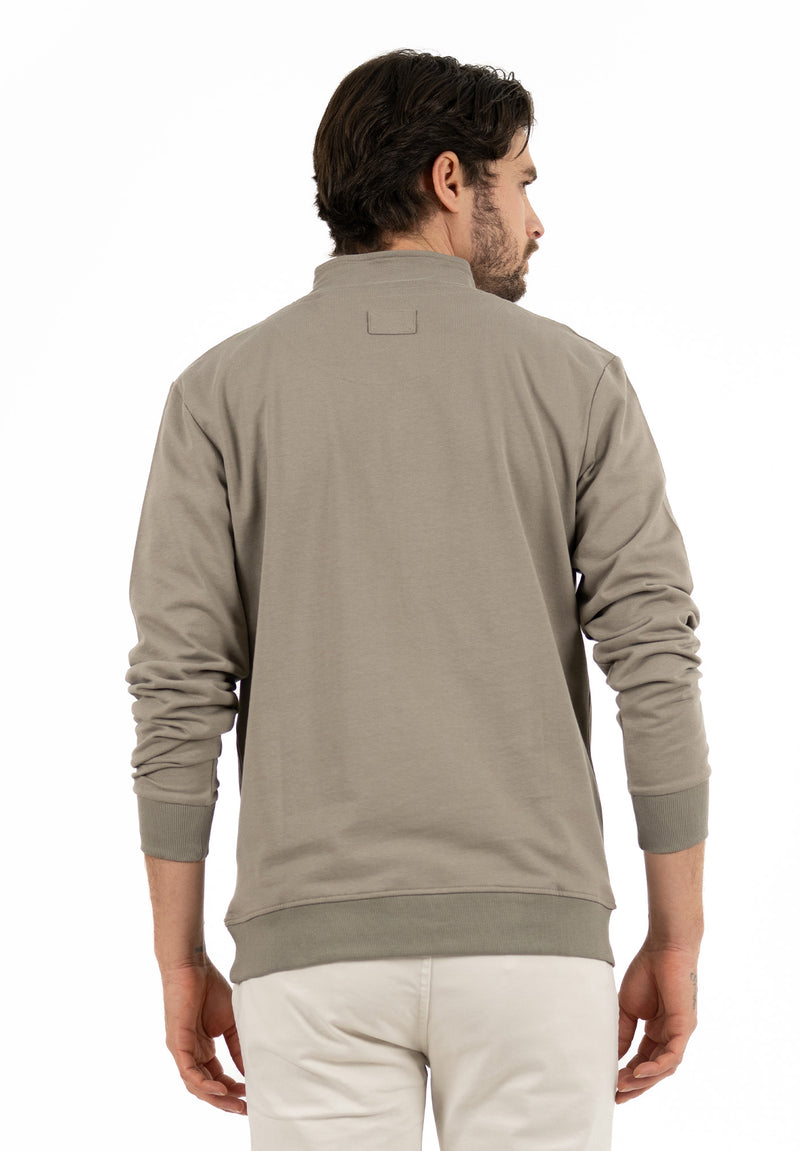 Sudadera Cuello Alto Botón Kaki
