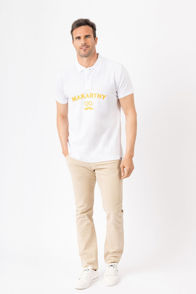 Polo Clásico Aplique Blanco